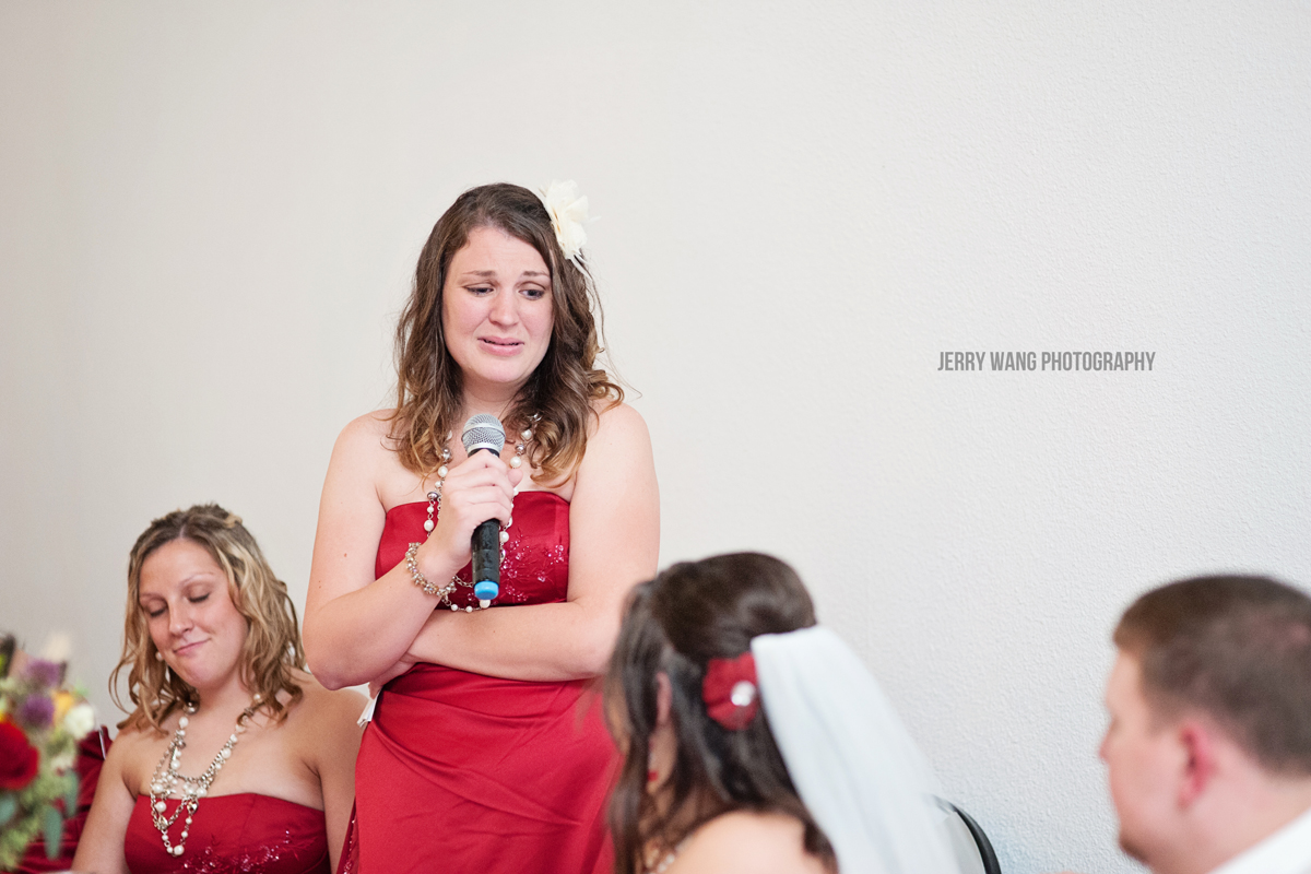 The bride's maid giving her speech